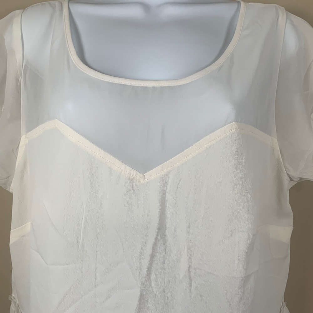 American Eagle Peplum Pleated Sheer Blouse Size XL Coquette - Picture 3 of 16